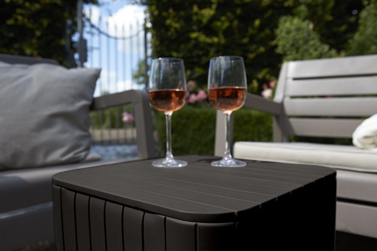 Keter Resin Luzon Outdoor Table with Extra Hidden Storage for Cushions and Patio Decor, Matte Brown : Garden & Outdoor