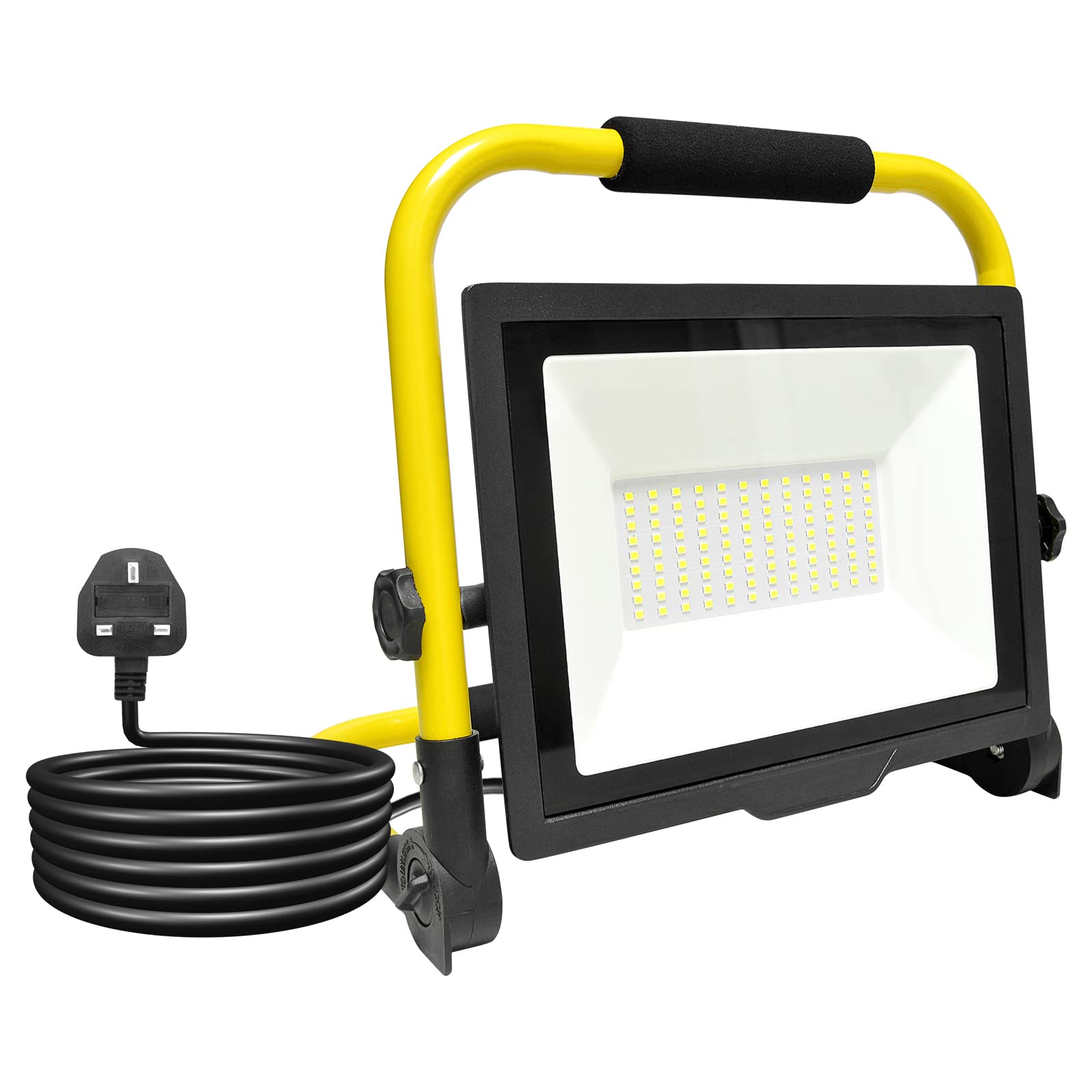 RIGIDON Portable Stand Led Work Light, 75W 7500 Lumens, 175V to 265V Job Site Light for Home, Workshop, Garage, Garden, Security, Outdoor Lighting, Folding Floodlight, 6000K 3M Wire with Plug