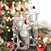Set of 3 Glass Hurricane Candle Holders Filled with Holiday Flowers, Decorative Sphere Ball Candle Holders, Christmas Floral Home Decor Centerpiece, Flowers Are Removable - White Candles Included
