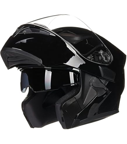 ILM Adult Motorcycle Modular Full Face Helmet Flip up Dual Visor DOT Approved Model 159(Gloss Black,XX-Large) : Automotive