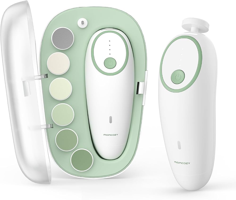 Momcozy Electric Baby Nail File Rechargeable with Led Light 360° Warm Glow