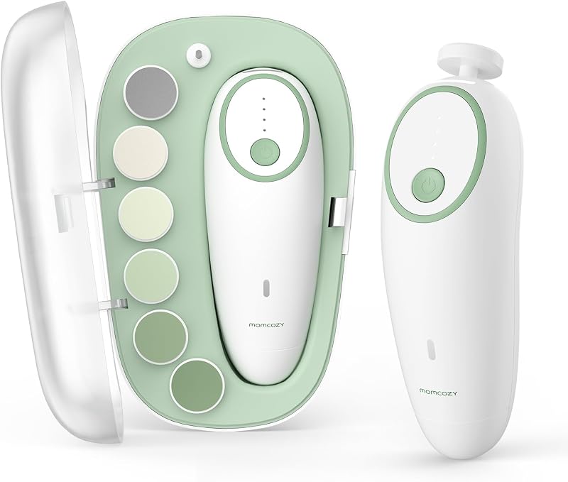 Momcozy Electric Baby Nail File Rechargeable with Led Light 360° Warm Glow