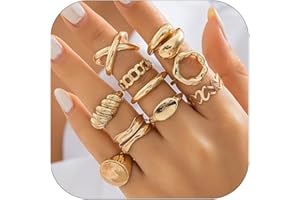 ZMANYIJEW 3/4/10PCS Gold Chunky Rings Set 14K Gold Adjustable Open End Ring for Women Thick Dome Chunky Rings Jewelry