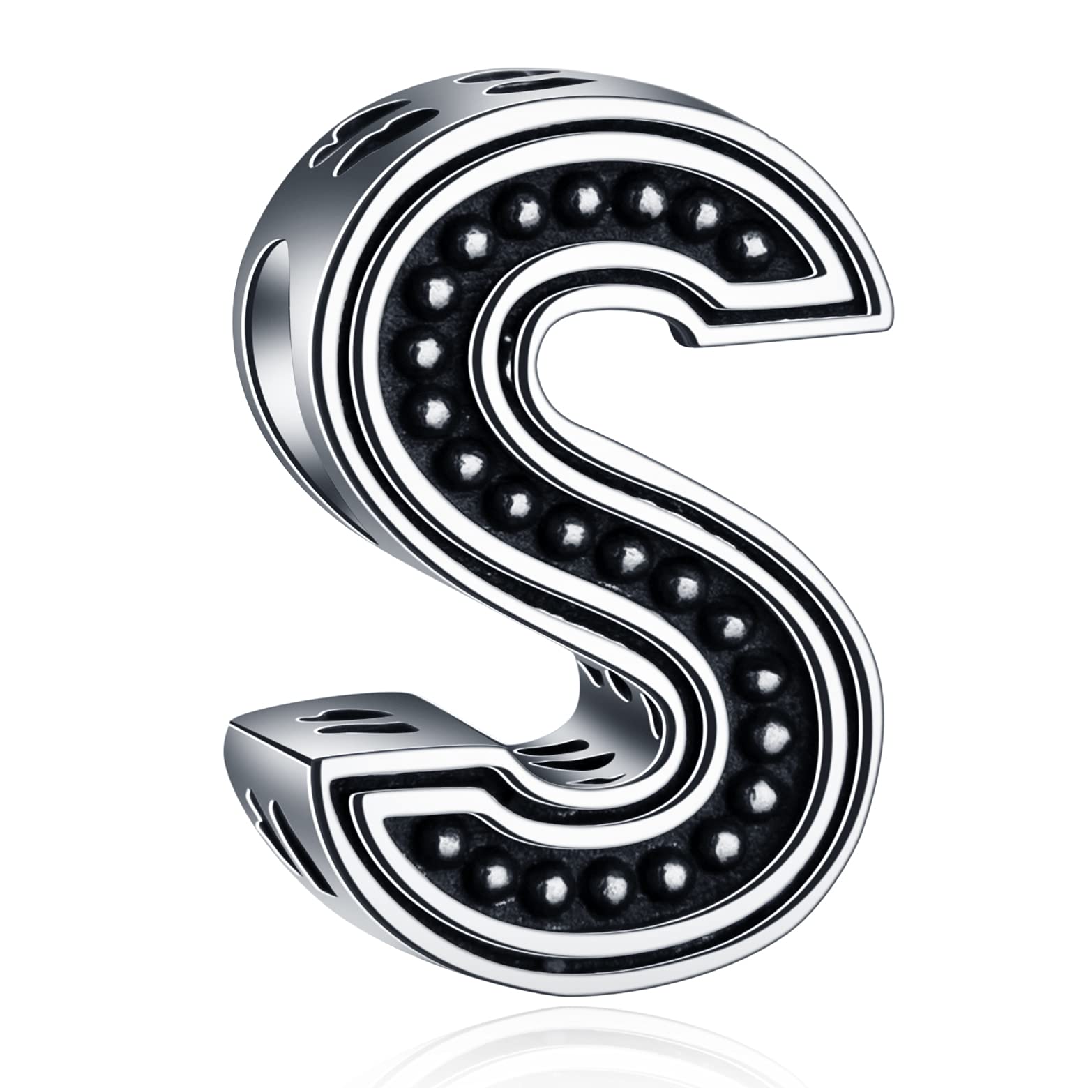 Letter S Charms, Initial S Alphabet Beads in Vintage 925 Sterling Silver, fits Pandora Charm Bracelet, Gift for Son/Sister/Back to School