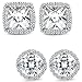 Jstyle Jewelry 2 Pairs Stud Earrings for Women Girls Cubic Zirconia Square Piercing Elegant