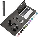 YSAGi Non-Slip Desk Pad 80x40 cm Waterproof PVC Leather Large Mouse Pad Dark