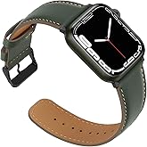 Anlinser Bands Compatible with Apple Watch Band 49mm 46mm 45mm 44mm 42mm for Women Men, Leather Replacement Strap Design for iWatch Ultra 3/2/1 Series 11 10 9 8 7 6 5 4-1 SE (Dark Green)