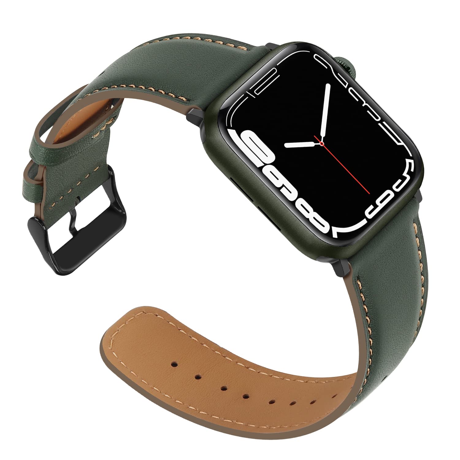 Anlinser Straps Compatible with Apple Watch Strap 49mm 46mm 45mm 44mm 42mm, Women Men Leather Straps Replacement Band for iWatch Ultra 3/2/1 Series 11 10 9 8 7 6 5 4-1 SE (Dark Green) — image 1