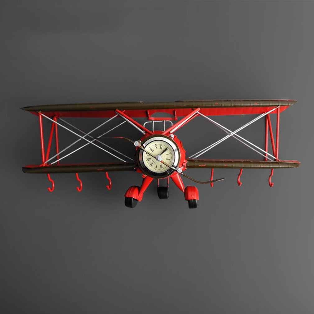SXXDERTY Retro Wall Clock Battery Powered American Iron Plane Wall Clock Living Room Café Bar Wall Decoration Model Crafts(Size:42 * 26 * 20cm) (Color : #2)