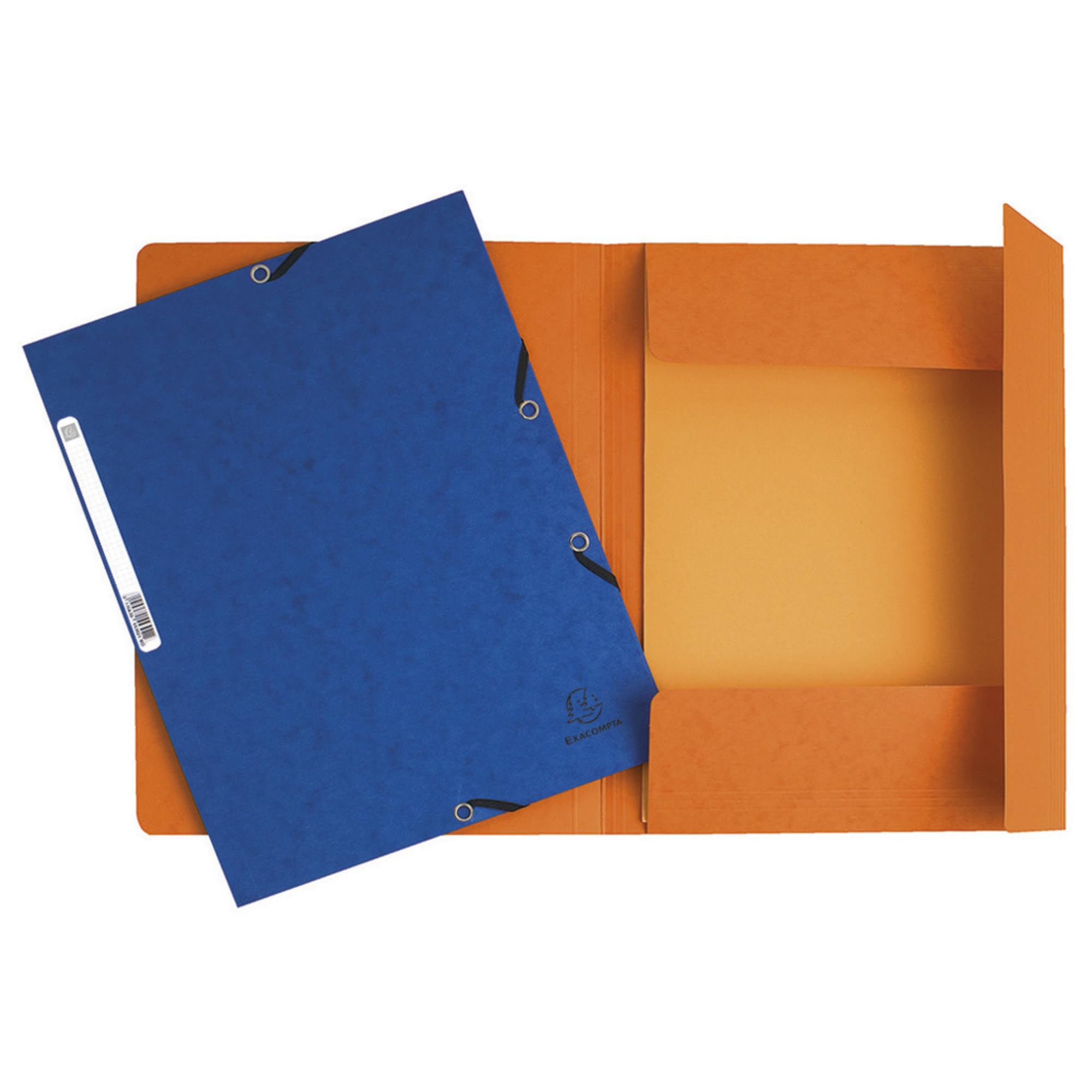 Exacompta - Ref 55300E - Elasticated 3-Flap Folders - Suitable for Holding A4 Documents, 355gsm Glossy Card, Label on Back for Identification - Assorted Colours (Pack of 10)