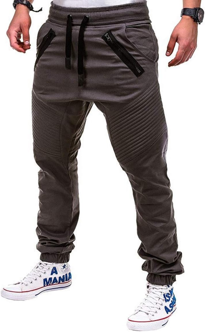 Uni Clau Mens Fashion Joggers Athletic Pants - Slim Fit Sweatpants Trousers with Zippered Pockets