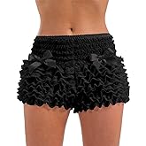 Fun Shack White Ruffle Shorts, Women Bloomers Shorts, Lace Ruffle Bloomer