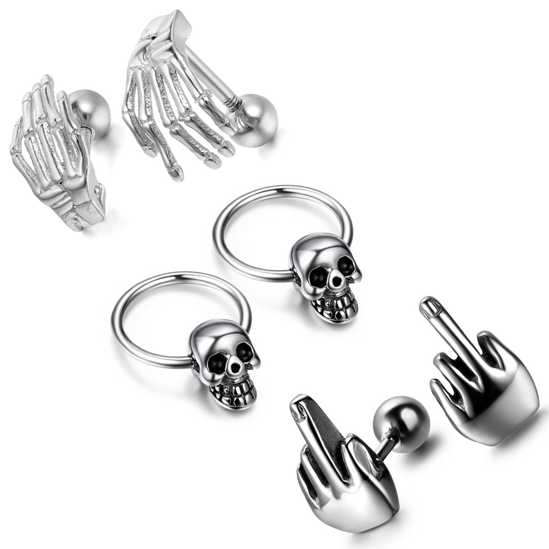 Orecchini Uomo Spartani Bandmax - Casco Guerriero In Acciaio Inox, Stile Punk E Motociclista