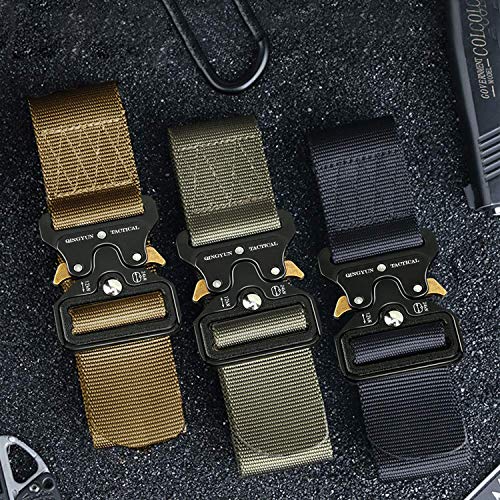 QINGYUN RONGQI 2Pack Tactical Belt,Military Style Quick Release Belt,1.5" Nylon Riggers Belts for Men,Heavy-Duty Quick-Release Metal Buckle - Thumbnail 6