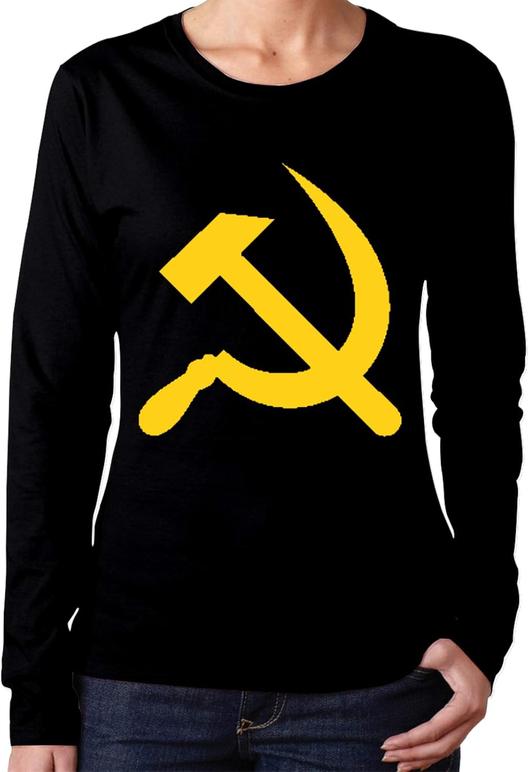 Hammer Sickle Women's Cotton Long Sleeve TShirt Basic Lightweight