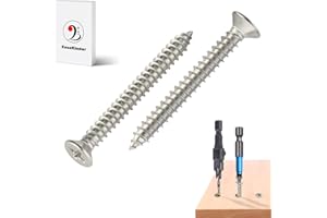 EASEKINDER Wood Screws - 80PCS Flat Head Phillips Screws, 304 Stainless Steel Screw with Adjustable Wood Countersink Kit (#6 x 1-1/4")
