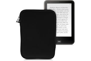 kwmobile Neoprene e-Reader Pouch Size 6" eReader - Universal eBook Sleeve Case with Zipper - Black