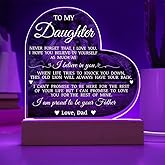 To My Daughter "I Am Proud to Be Your Father" Acrylic Heart Plaque, Dad's Love for Daughter, Unique Birthday Christmas Gift for Her, Inspirational Message on Plaque Gift for Daughter, Thoughtful