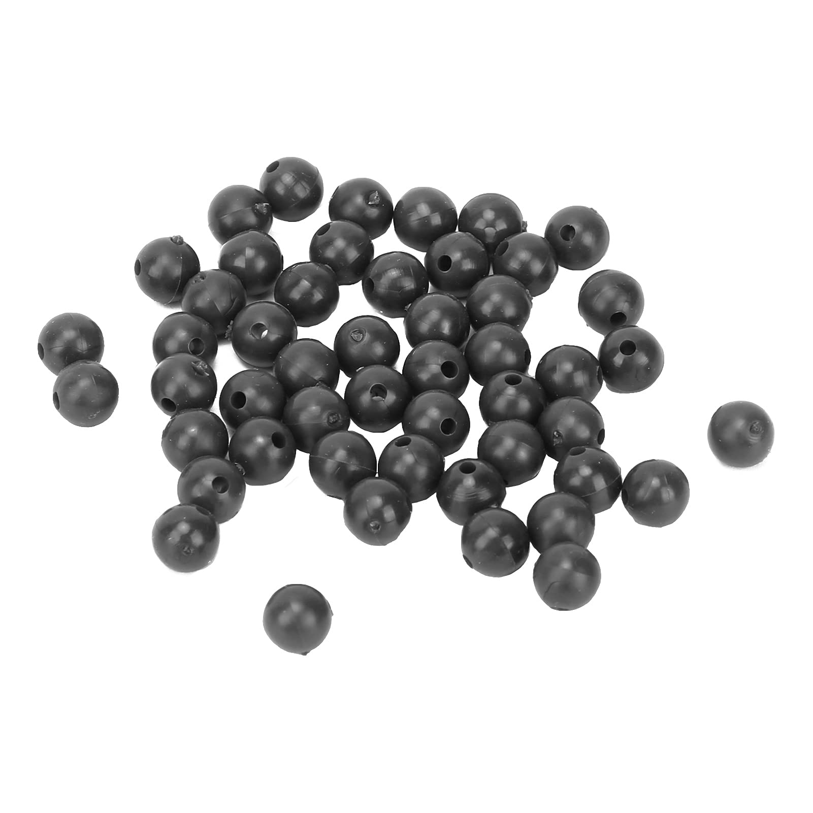 50pcs Fishing Beads - Round Soft Silicone Gel Rig Beads, 8mm, Black