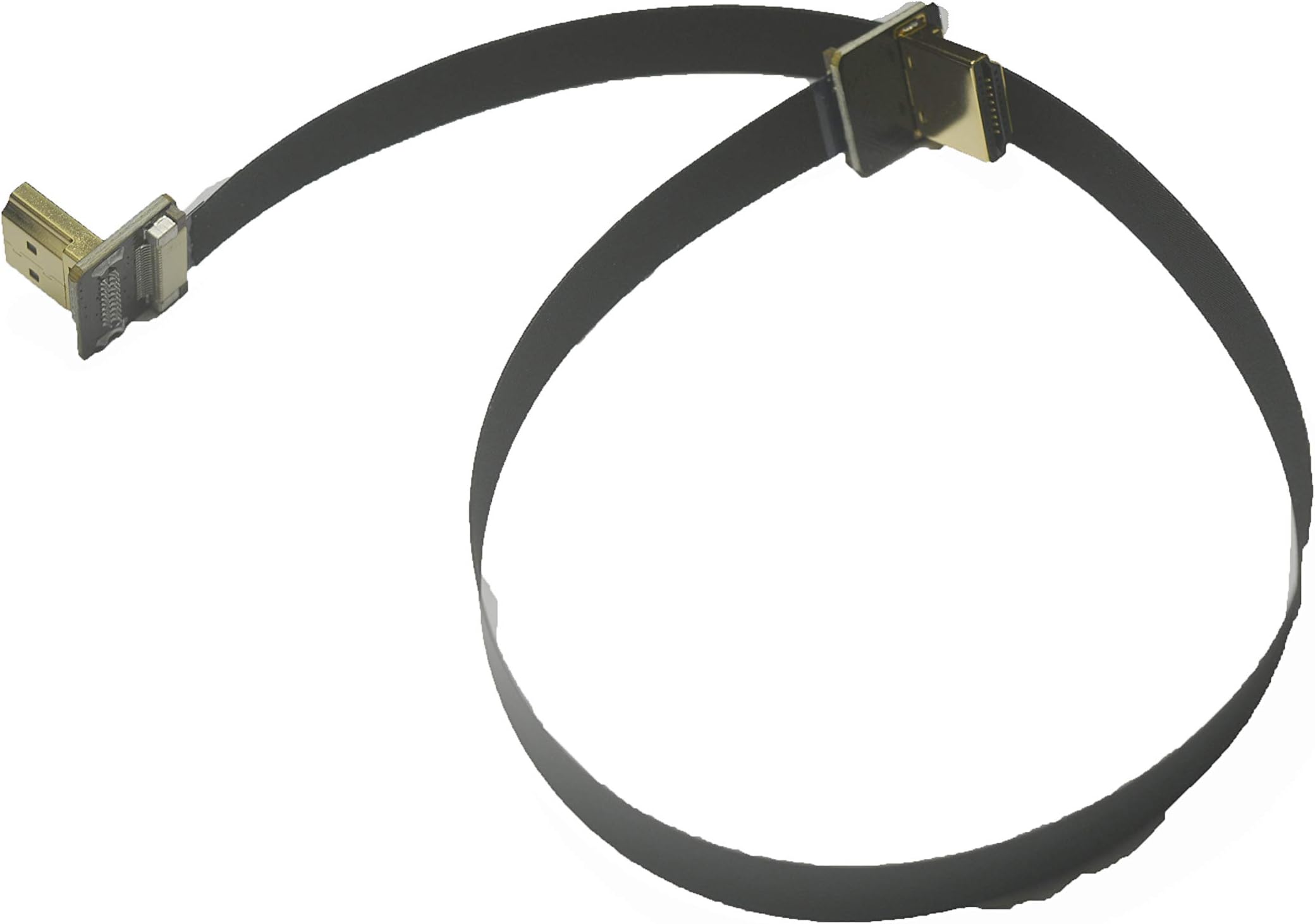 Soft Flat Slim Standard HDMI 90 Degree FPV HDMI Cable Standard Full Normal HDMI 90 Degree Angled to Standard Male HDMI 90 Degree for RED BMCC FS7 C300 Black (40CM)