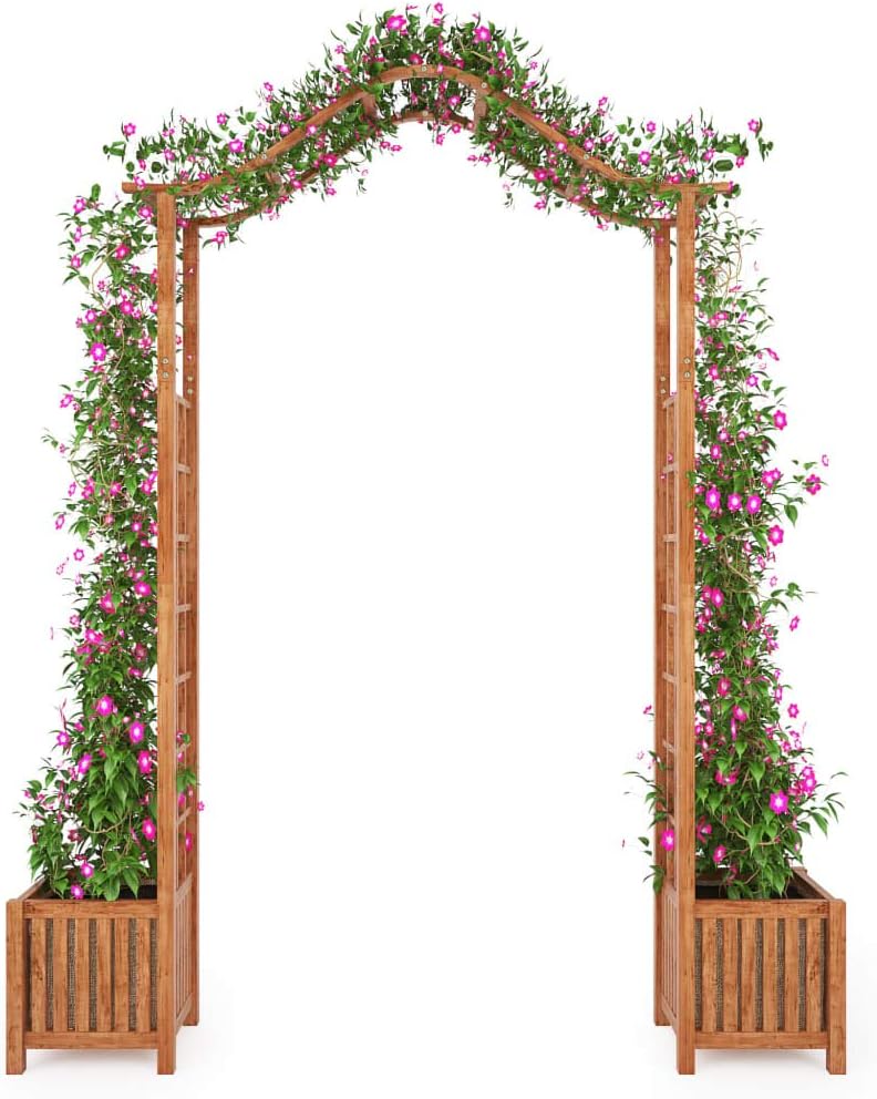 Home & Garden Lawn & Garden Outdoor Living Outdoor Structures Garden Arches, Trellises, Arbors & Pergolas Garden Arch with Planter Solid Acacia Wood 70.9"x15.7"x85.8"