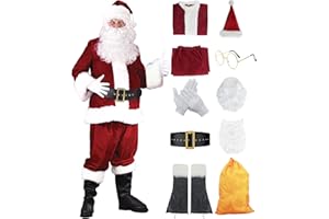 Ruimeier Santa Clacus Costume for Men Adults 10pcs Deluxe Santa Suit for Christmas