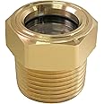 Air compressor Oil Sight Glass, 1 NPT Male Hex Head Oil Sight Glass Heavy Duty Solid Brass Oil Sight Glass Liquid Level Gauge Oil Indicator Window For Air Compressor Gearbox Tank