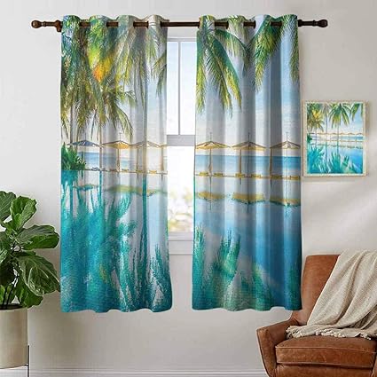 Amazon Com Petpany Window Curtain Fabric Landscape Pool By The