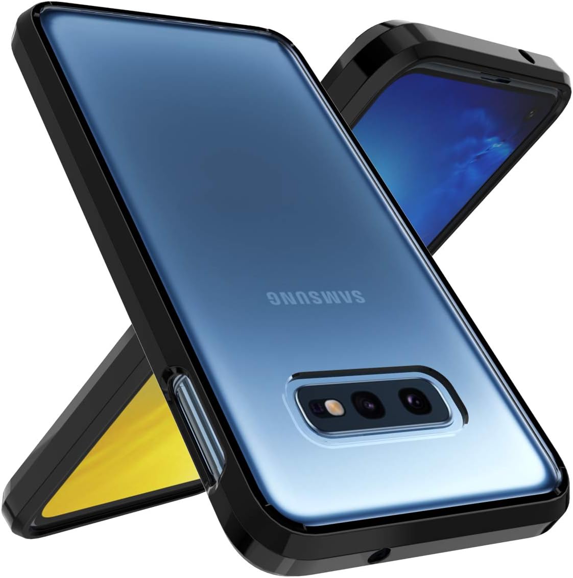 Galaxy S10e Case, OUBA [Shock Absorbing] Air Hybrid Slim Thin Shockproof Armor Anti-Drop Crystal [Clear] Back + TPU Bumper Protective Case Cover Compatible for Samsung Galaxy S10e - Black