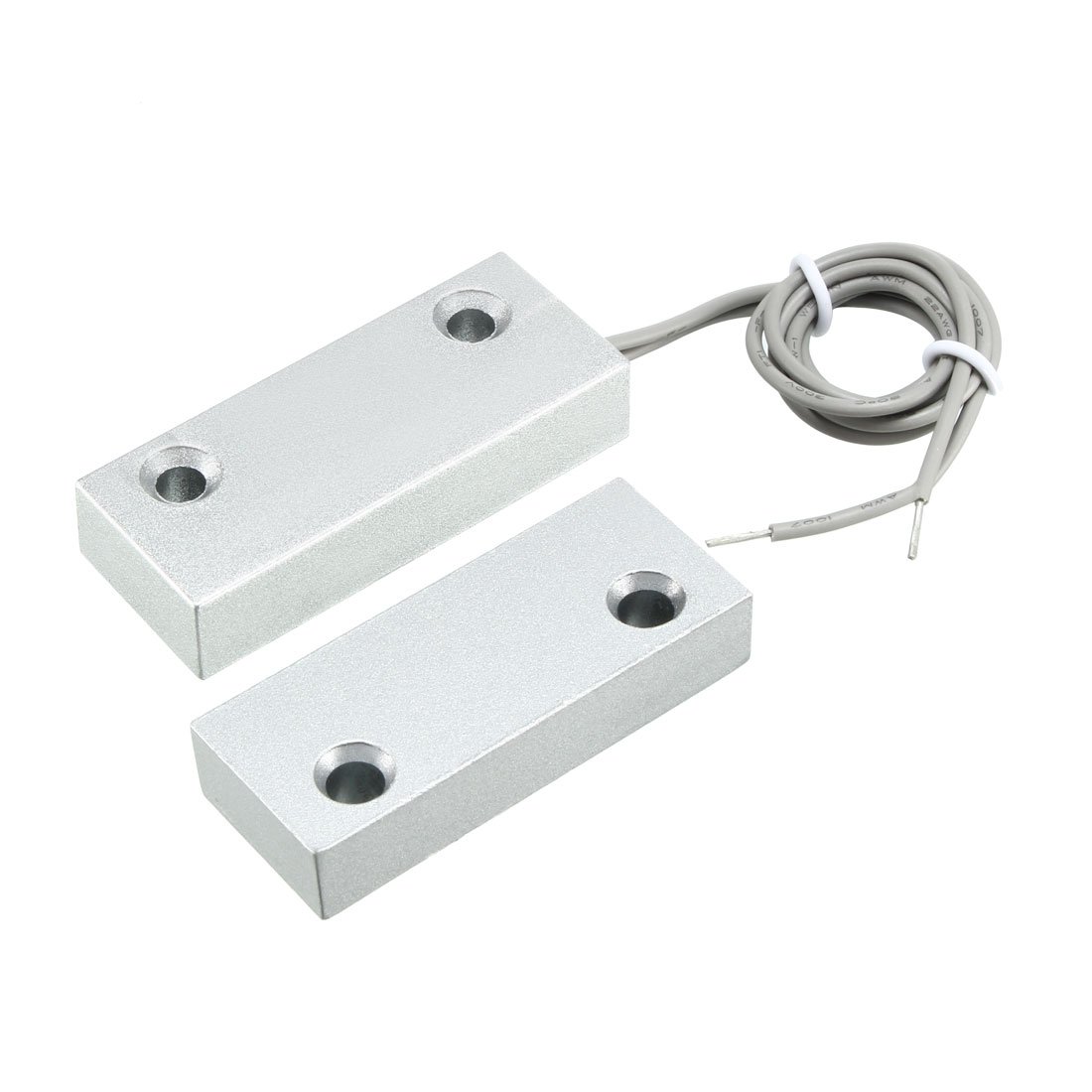 sourcing map NC Alarm Security Rolling Gate Garage Door Contact Magnetic Reed Switch Silver Gray MC-52