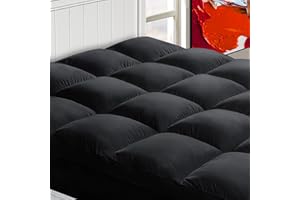 CHOPINMOON Cooling Mattress Topper California King for Back Pain, Extra Thick Mattress Pad Cover, Plush Pillow Top Overfilled with Down Alternative, Deep Elastic Pocket, Black