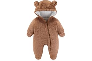 Xifamniy Baby Newborn Girls Boys Winter Clothes Suit Snowsuit Fleece Jumpsuit Footie Romper Warm Hooded Outwear 0-12 Months