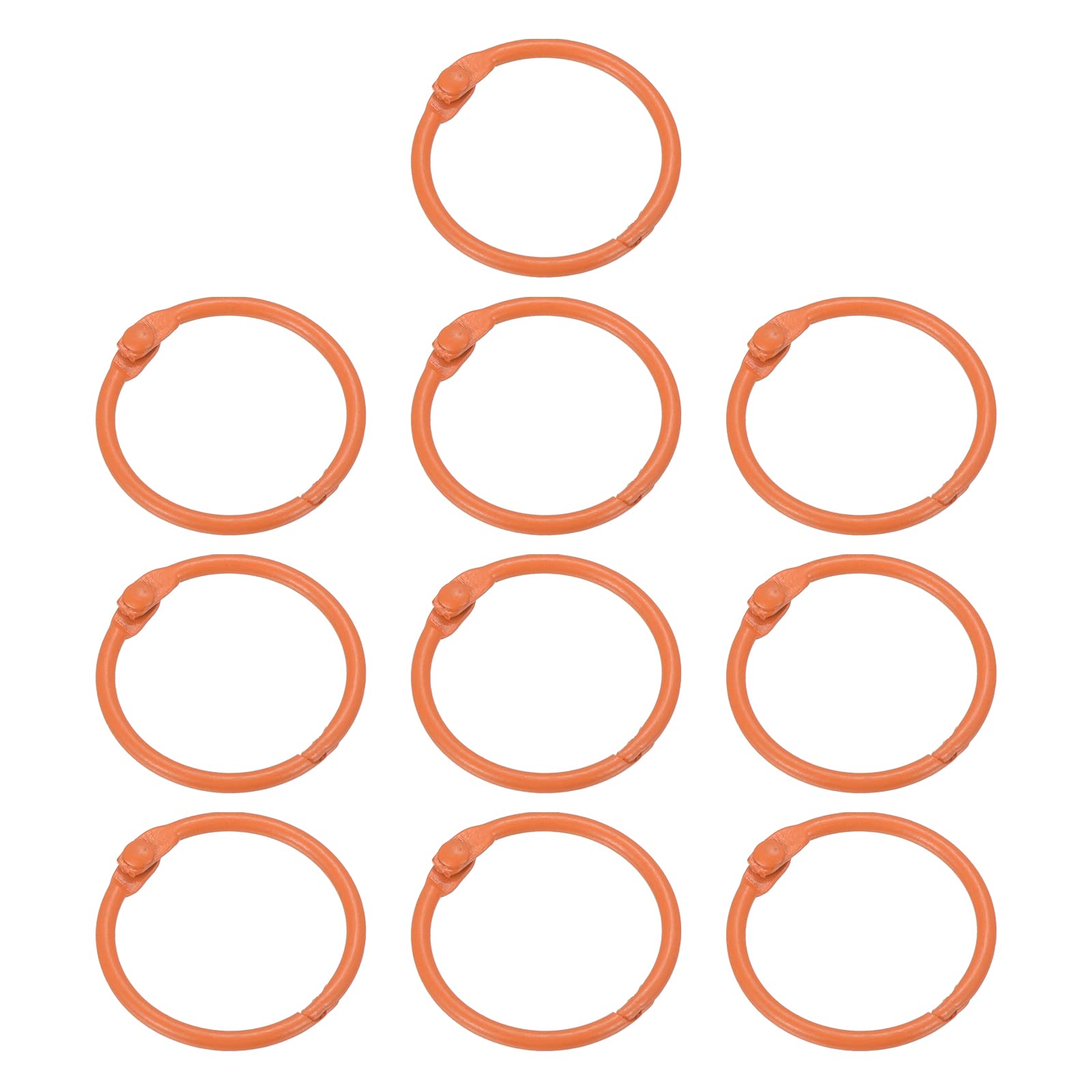 PATIKIL Loose Leaf Binder Rings 1 Inch, 10 Pack Metal Flash Card Book Binding Rings for Key Chain Index Card Scrapbooks, Orange — image 1