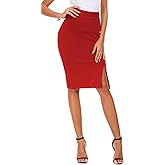 EXCHIC Women’s Pencil Skirt Bodycon Business Skirt Side Slit Hem