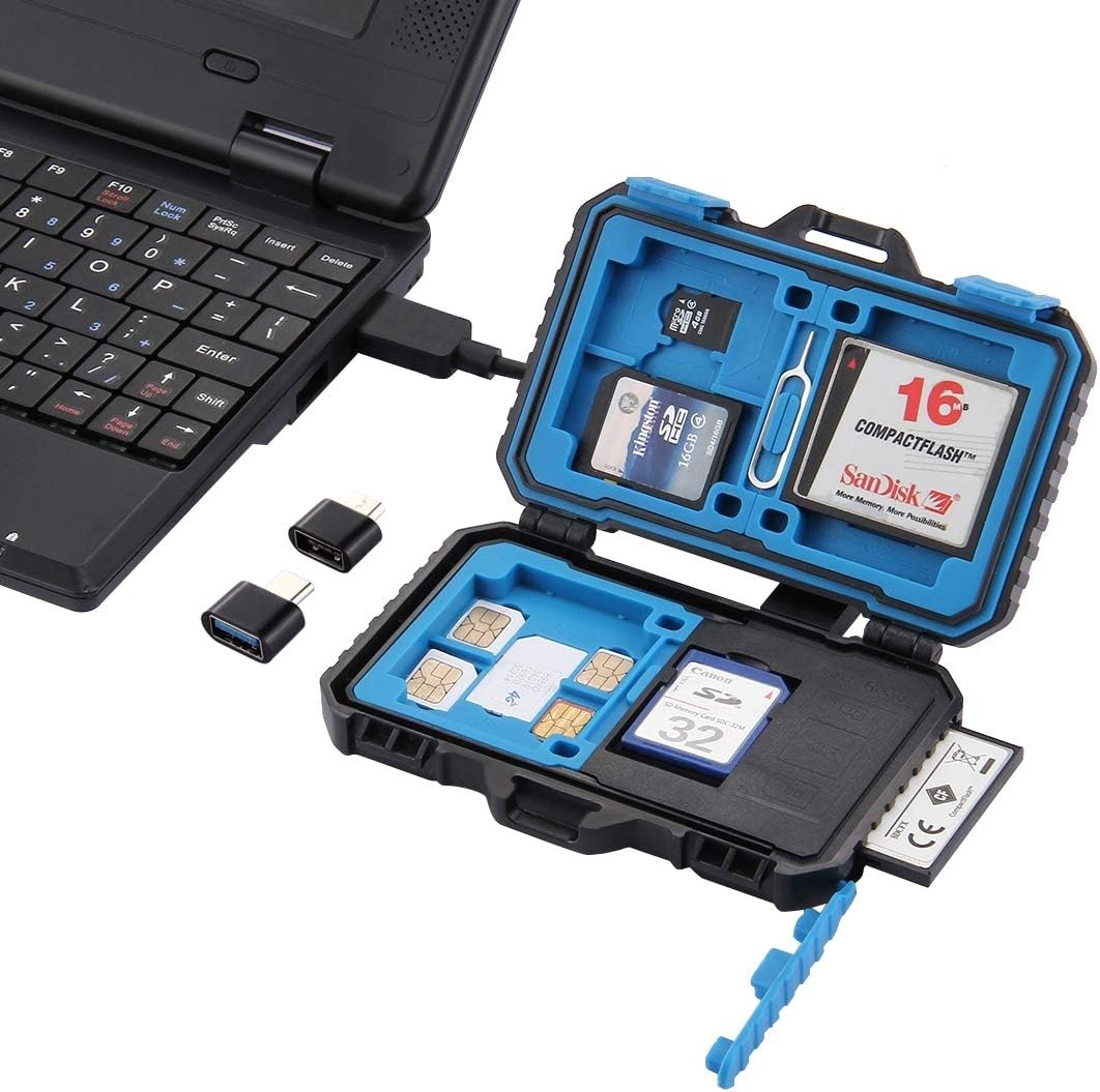 WXS SD Card Holder Waterproof 26 Slots Memory Cards Case Stocker Shell Protector Cover Storage Box Capacity(4*CF + 8*SD + 9*TF/9*Micro SD + 1*Card Pin + 1Standard SIM + 2Micro-SIM + 2Nano-SIM)