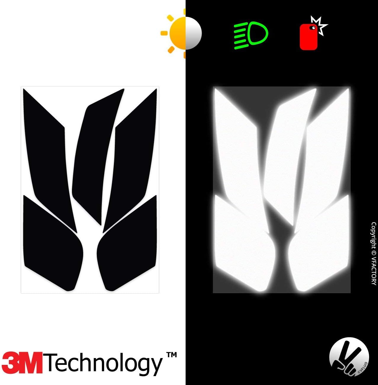 VFLUO RPHA70™, retro reflective 4 stickers kit made for HJC RPHA70™ and adaptable to all helmets, 3M Technology™, Black - Image 3