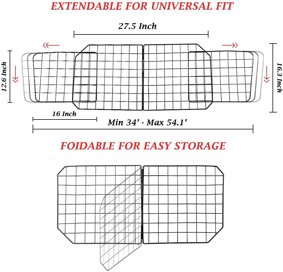 Urban Deco Dog Car Barriers—Heavy Duty Adjustable Wire Pet Cars Barrier with Front Seat Mesh in Black—Safety Travel Dividers Fence for Vehicles, SUV, Cars. : Pet Supplies