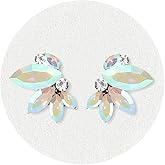 Rhinestone Cluster Stud Earrings Elegant Small Marquise Crystal Wedding Earrings for Brides Bridemaids Party Prom Costume Earrings for Women