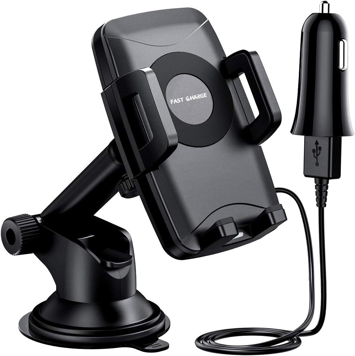 Fast Wireless Car Charger Mount, ELLESYE Car Phone Holder 7.5W Compatible with iPhone Xs/XS Max/XR/X/8/8 Plus, 10W with Galaxy Note 9 S9 S9 Plus Note 8 and Qi Enabled Devices 18W Car Charger Included