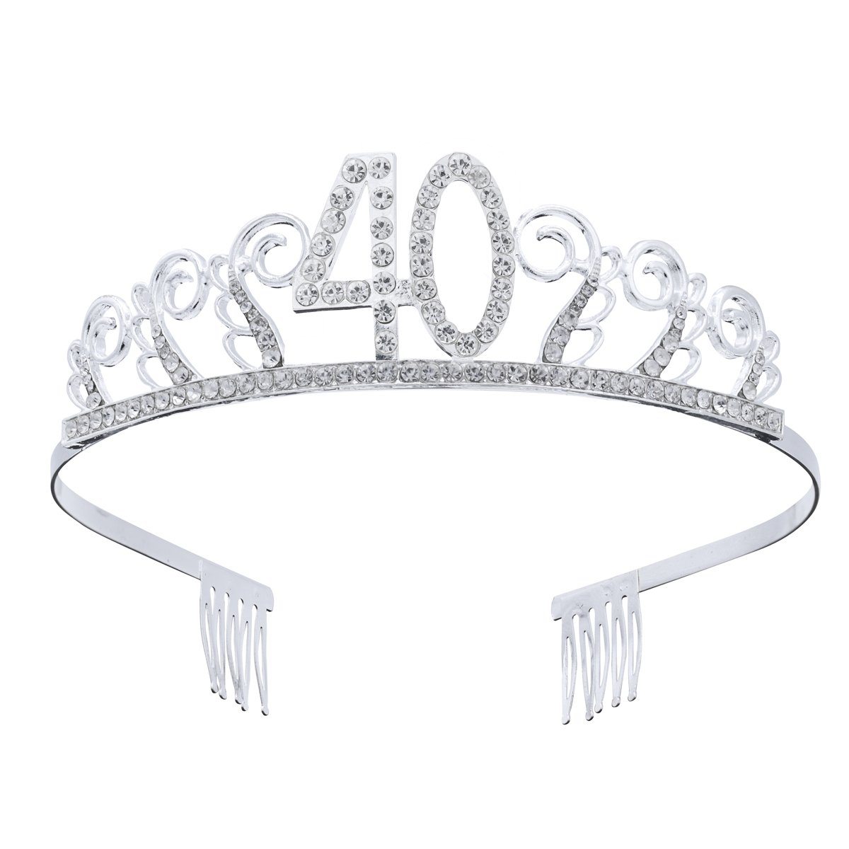 Frcolor 40th Birthday Crystal Tiara Crowns Headband with Hair Combs