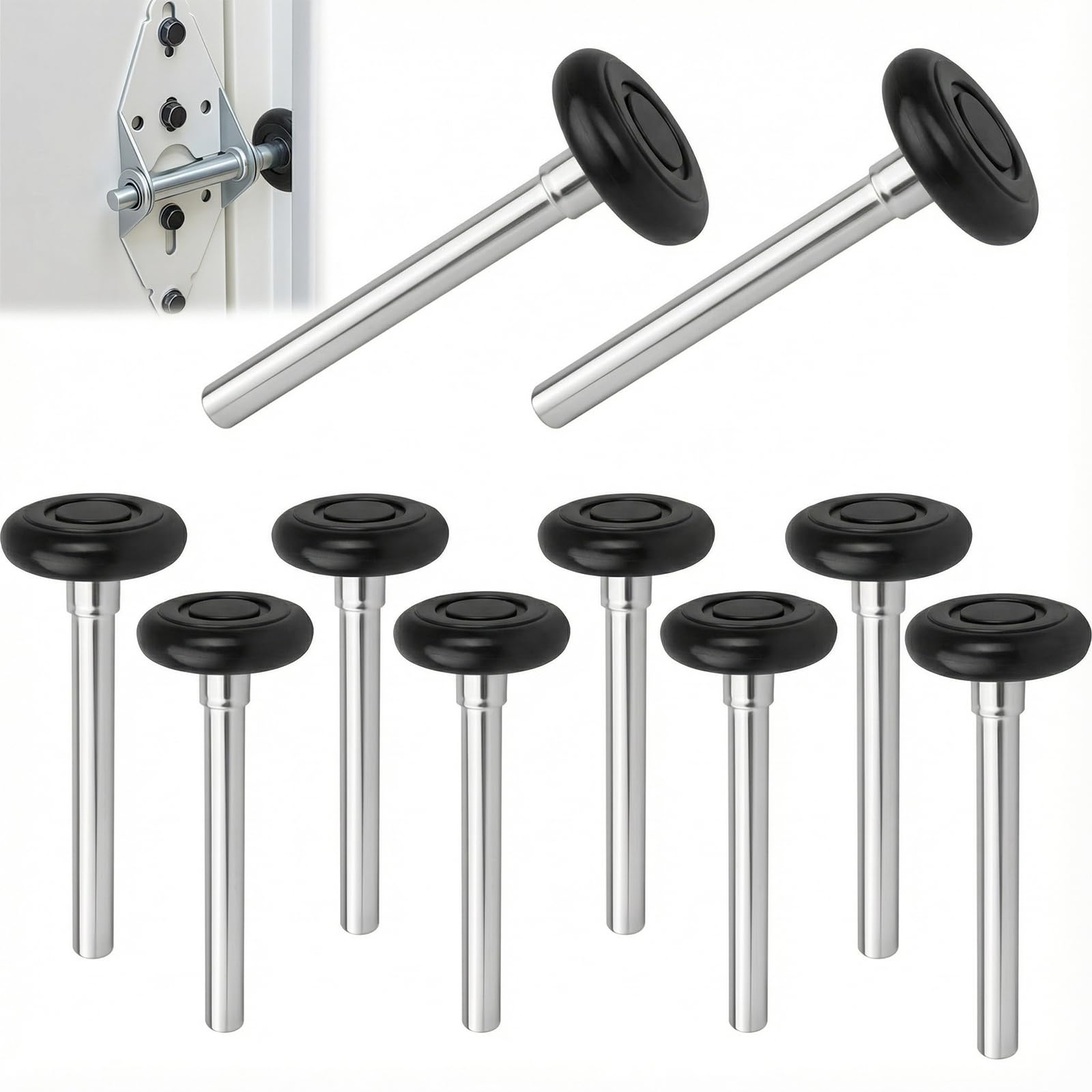 Photo 1 of 10 Pack 7" Stem Black 2" Nylon Garage Door Roller with Protective Sealed-Cap(Dustproof), Ultra Quiet & Long-Lasting, Commercial High Load Capacity, Double Sealed Bearings