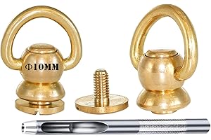 DETII Brass Rivets Purse Ball Studs Rivets Nails Chicago Stud Screw 360 Rotatable D Ring Brass Rivets DIY Leather Collar Belt Handbag Shoes Case Motorcycle Furs Jeans Brass Rivets (Small D Ring, 6pcs)