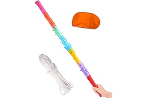 ENRIQ 30 Inch Piñata Stick Kit Unbreakable Pinata Stick with Blindfold Blind Rope Suitable for Boys Girls Adults Can Have Fun at Any Party (Rainbow)