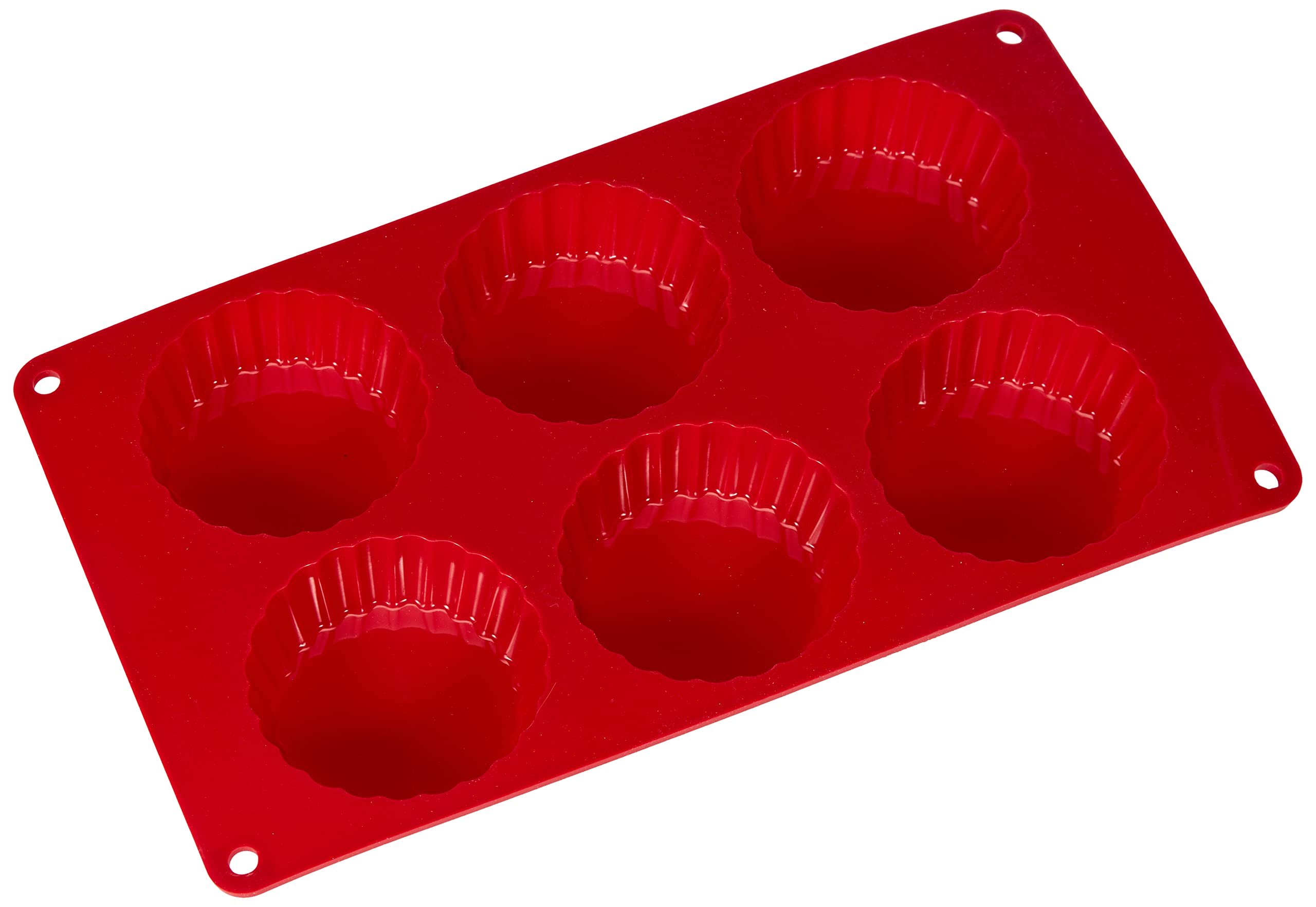 Crealys 512283 6-Hole Silicone Tartlet Mould 29 x 17 x 2 cm Candy Red