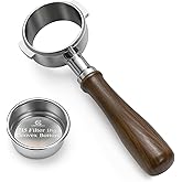 Chengtech Espresso Accessories, 58mm Bottomless Portafilter with 18g Convex Filter Basket (715 Holes), Walnut Wood Handle, Compatible with La Marzocco, Slayer, Rocket Espresso, Lelit & E61 Machines
