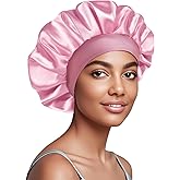 Doitory Satin Silk Bonnet for Sleeping, Soft Satin Lined Hair Bonnet for Women, Double Layer Sleep Nightcap