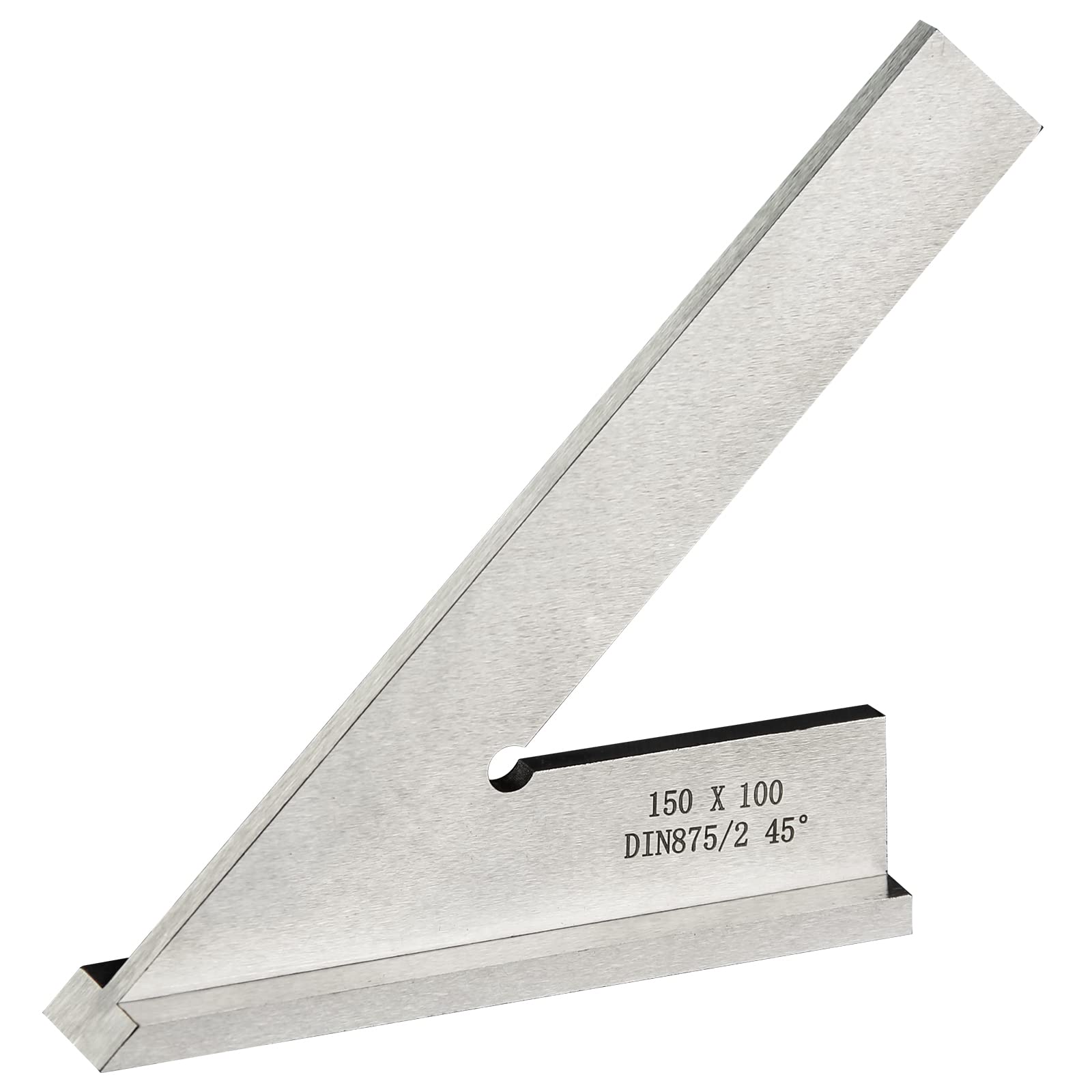TOOLCOOL 45 Degree Machinist Square Miter Square Removable Base DIN 875/2 Standard Angle Ruler Hardened Steel 150x100mm(6x4 Inch)
