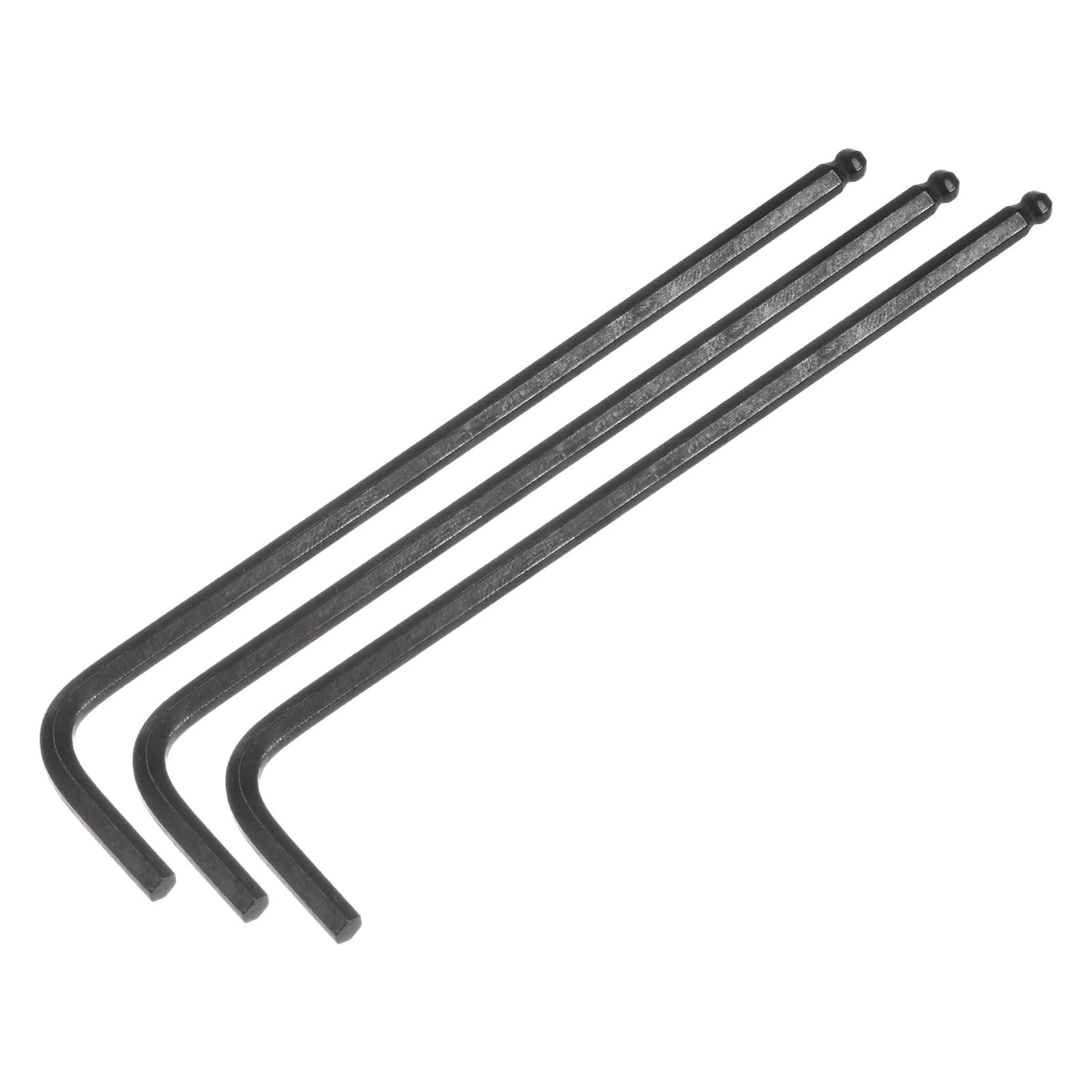 Photo 1 of uxcell 3pcs 3mm Ball End Hex Key Wrench, Metric L Shaped Long Arm CR-V Repairing Tool for Bikes Furniture Repair, Black
