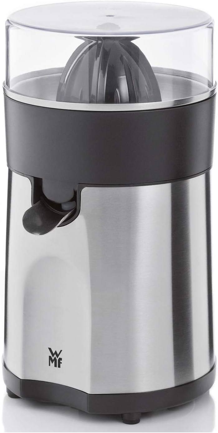 WMF Stelio Saftpresse elektrisch, Zitruspresse, Orangenpresse, 85 Watt, 2 Presskegel, Tropfstopp, Siebeinsatz, edelstahl matt
