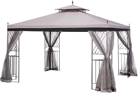 Amazon Com Sunjoy 10 X 12 Monterey Gazebo With Netting Gray